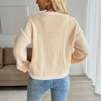 European And American Autumn And Winter Contrast Color Senior Series Chic Cardigan Knitted Sweater