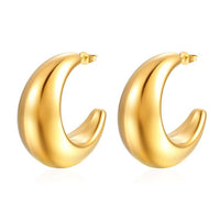 Stylish Stainless Steel Extra-Large Hollow Crescent Earrings With A High-End Look