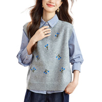 Knitted Vest Spring Women's Design Sense V-neck Buttons