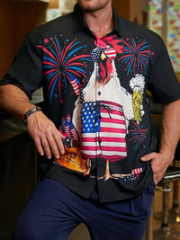Casual Animal Beer Chicken Printed Shirt