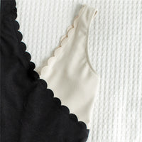 One-piece swimsuit special fabric stitching petal edge personality