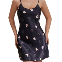 Slip Dress In Faux Silk With Thin Shoulder Straps Short Loungewear Dress