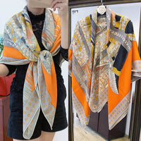Vintage printed silk cashmere scarf shawl
