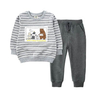 Children's Long-Sleeved Striped Casual Sweatshirt Sports Suit
