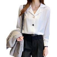 Womens Stylish Long-sleeve Shirt With A Suit-style Collar