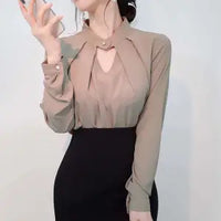 White Chiffon Shirt With Long Sleeves For Women