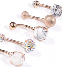 Nail zircon belly button ring set combination