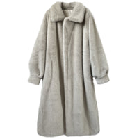 Winter Extended Fashion Leather Fur Coat Women