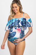 Maternity printed ruffled one-piece bikini