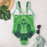 New European And American One-piece Swimsuit Women's Printed Conservative Strap Slim Beach Photograph Cross-border Swimsuit