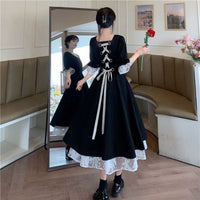 Retro French Hepburn-style Black Dress For Women