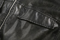 American Punk Motorcycle Leather Coat For Men