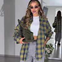 Plaid-striped Long-sleeve Womens Blouse In A Retro, Relaxed Fit