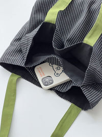 Plaid Canvas Multi-layer Tote Casual Shoulder Bag
