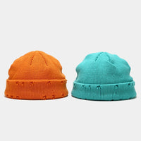 Hole knitted wool hat
