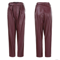 Stylish Faux Leather Pencil Pants Women's High Waist