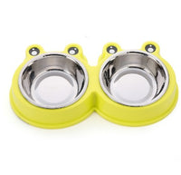 Pet Dog Bowl Puppy Cat Bowl Water Food Storage Feeder Non-toxic PP Resin Stainless Steel Combo Rice Basin 3 Colors