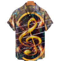 Men's Short-sleeved Casual Music Printing 3D Shirt Versatile