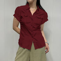 Y2g Hot Girl Style Short Sleeve Button Open Shirt For Women