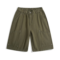Workwear Rivet Cropped Pants Casual Wide-leg Shorts