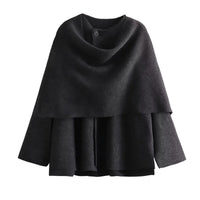 Women's Asymmetric Scarf Shorts Knitted Coat