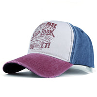 Cotton Blended Distressed Washable Motorcycle Baseball Cap