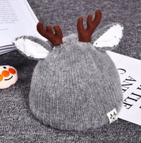 Infant Fall And Winter Thick Warm Wool Ball Baby Knit Caps Boys And Girls Wool Hat Deer Ears