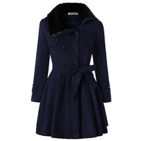 Women's Clothing Slim-fit Mid-length Woolen Coat Double-breasted Padded Coat