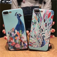 Compatible with Apple , Embossed Cartoon Peacock Mobile Shell Soft Cover