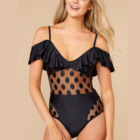 Stitched one-shoulder swimsuit