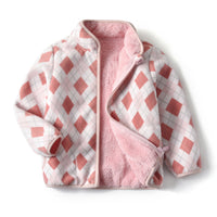 Women's Polar Fleece Jacket Children's Stand Collar Plus Fleece Pink