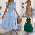 Women's Fashion Solid Color Waist Tight Dress