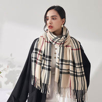 Fashion Classic Plaid Cashmere Scarf Women