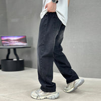Fashion Pockets Jeans Men's Wide-leg Straight Trousers Versatile Casual Long Pants Streetwear Clothing