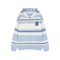 American Patch Letter Stripes Mohair Cardigan Hoodie