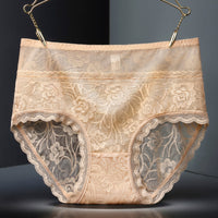 High Waist Hollow-out Lace Sexy Ladies Panties Breathable Traceless Sheath Cotton Stall