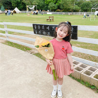 TAO. CATkids Girls Set New Children's Summer Grid Girl Korean Air Set