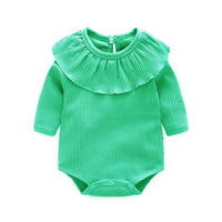 Leonora Knitted Romper Newborn Baby Girl Long Sleeves Romper Lotus Leaf Collar Romper Outfits 5 Color