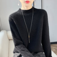 Thickened Half-high Collar Pure Wool Sweater Women's Seamless Sweaters Bottoming Shirt