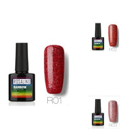 Nail free, long-lasting, non-toxic, nail polish, ROSALIND phototherapy glue, star studded rainbow system.