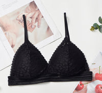 French underwear women's thin steel bra without steel ring flat chest