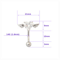 Upside-Down Heart-Shaped Wing Navel Nails