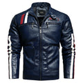 Men's leather short embroidered slim-fit youth lapel leather jacket