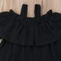 Half-sleeve off-shoulder halter top with split skirt 3PCS