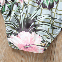 Printed two piece short skirt with flying sleeves