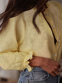 Women's Casual Retro Loose Embroidered Shirt With Stand Collar