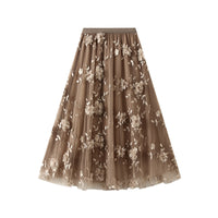 Mesh Embroidery Heavy-work Skirt For Women