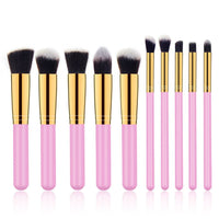 Wooden Handle Cosmetic Brush 10 Pcs Suit
