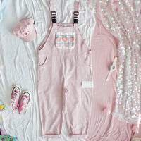 Girly Japanese small cream strawberry high waist jumpsuit