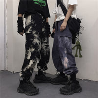 Tie-dye beam-leg loose slacks